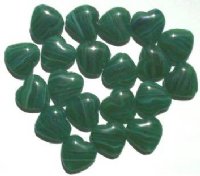 20 15mm Dark Green White Marble Hearts